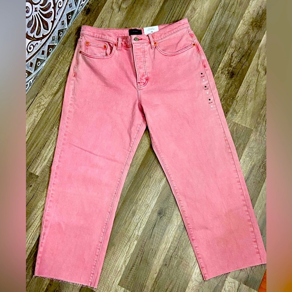 LUCKY Brand 90’s Loose High Rise Cropped Pink Button Fly